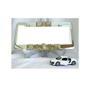 License Plate Frame Chrome and Gold Standard U.S. Car Accessory......726